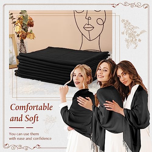 Ramede 50 Pack Pashmina Shawls and Wraps 79 x 28 Inch Bulk Wedding Favors Bridal Shawls Gifts for Guests with Thank You Cards3