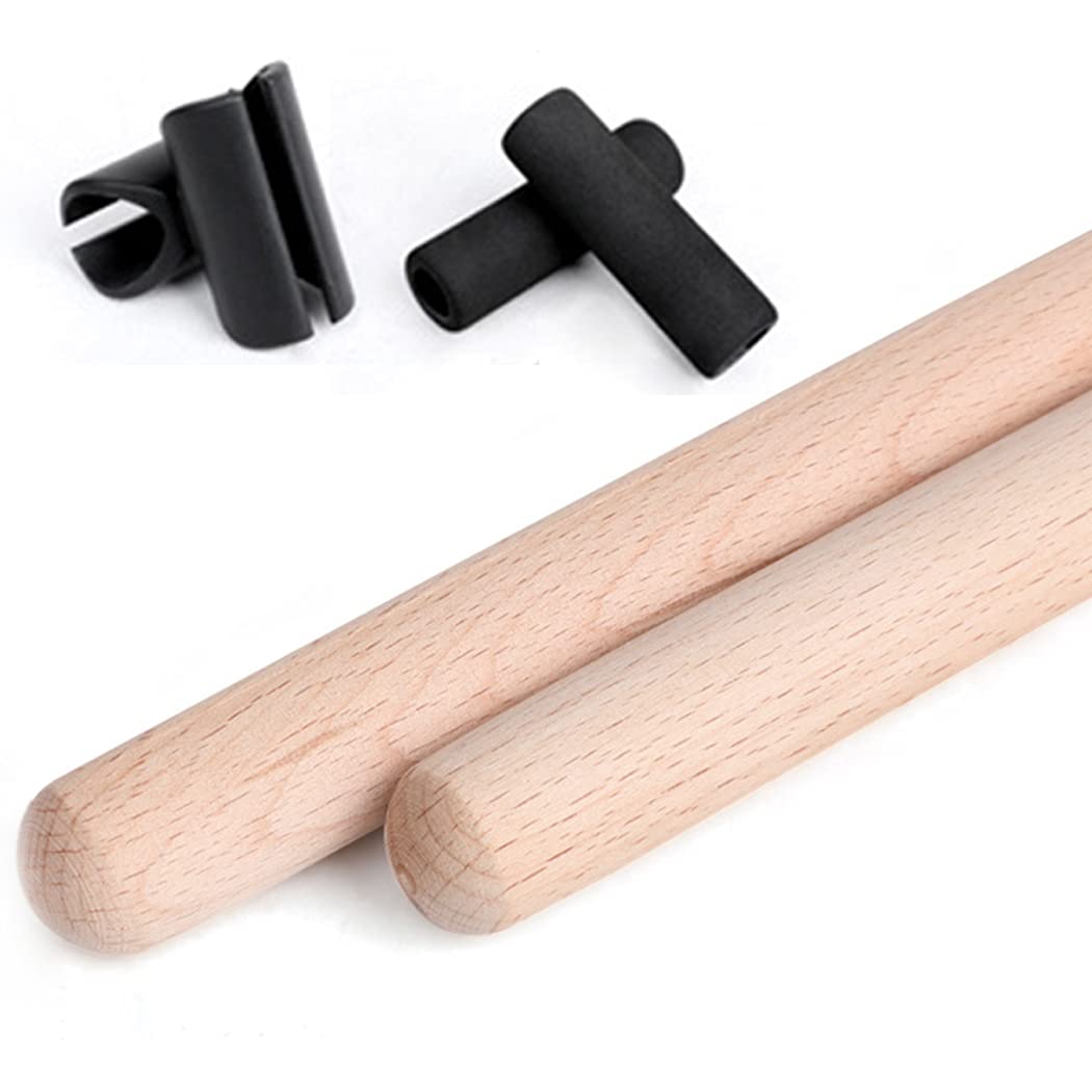 SalLady Burlywood Fitness Workout Training Wood Yoga Stick Set Wooden Sturdy Lightweight Portable Massage Stick for Back Posture-image-16
