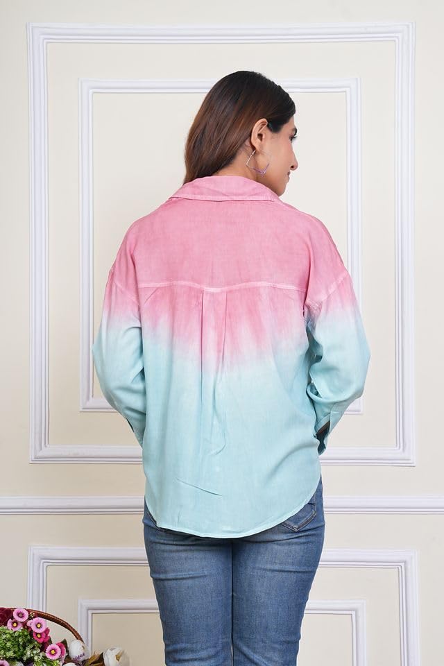 Image of Maaesa Women & Girls Mother Daughter Matching Shirt Combo || Rayon Tie-Dyed Shirt || Full Sleeve || Casual Wear || Family Twinning Outfit