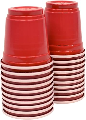 Miniatura 2 de Treasure Gurus - Vaso de chupito de plástico rojo en miniatura, 20 unidades, 2 onzas, para fiestas con alcohol, pequeño, desechable, para bar