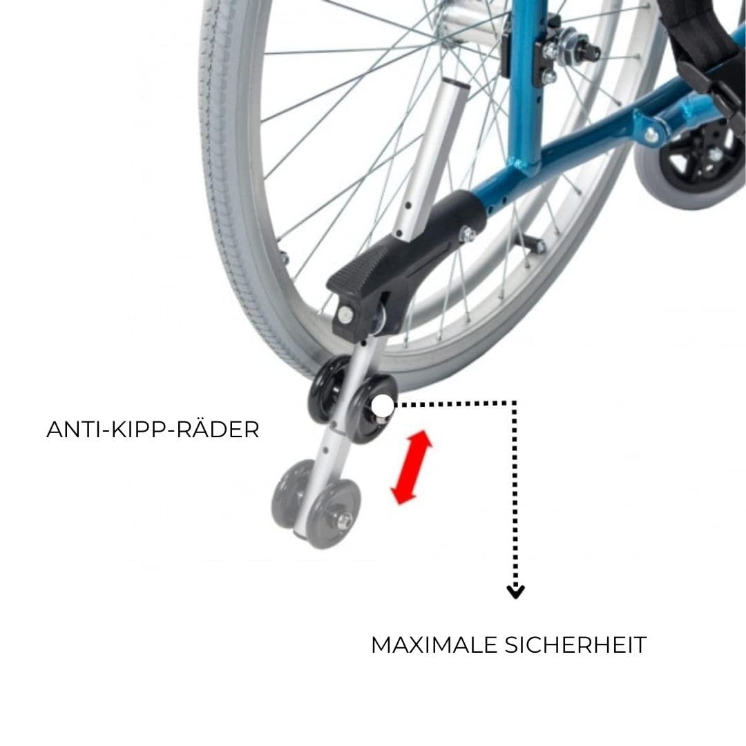 Mobiclinic® pro, Rollstuhl faltbar leicht, Venecia, Rollen mit ein-knopf-auszug, Dickes polster, Premium, Aluminium, Geteilte rückenlehne, Sitzgurt, Sportliche ästhetik, Faltrollstuhl