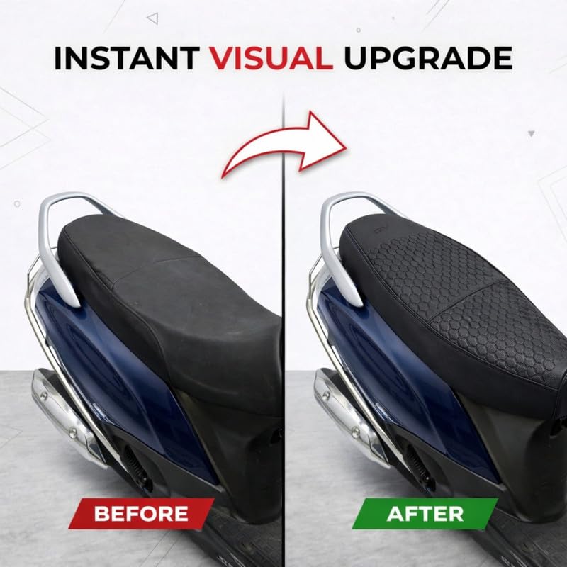 Image of Neodrift Premium Scooty Seat Cover - Vespa ZX | All Black | Anti-Slip & Shock-Absorbing Design | Water-Resistant Fit | Strip Cushioning | Professional Fit | Nappa Art Leather
