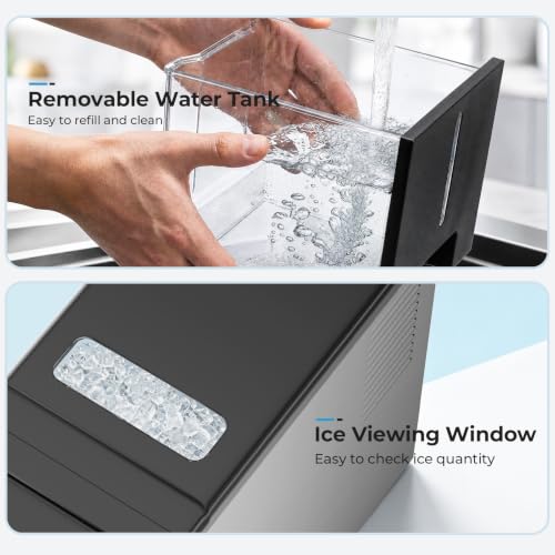 Image of Nugget Ice Maker Countertop with Self-Dispensing, 33lbs /24H | Pebble Sonic Ice, Self-Cleaning, One-Click Operation, Compact Portable, Stainless Steel Ice Machine for Home /RV