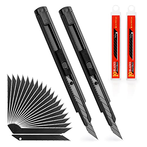 EHDIS Lot de 2 Cutters avec 20 Lames 9 mm 30°, Chariot en Aluminium, Lames sécables, Système de blocage sécurité, pour l'artisanat d'art à domicile de...