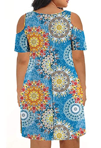 Image of Kancystore Women's Plus Size Summer Dresses Short Sleeve Casual T-Shirt Swing Dress with Pockets