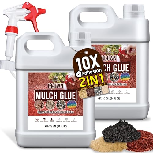 Aglutinante de Grava - 4L Pegamento para Mantillo Marrón Concentradas para Pegar Corteza y Grava en Bordes, Patios y Caminos de Jardín - 2-EN-1 Colorante y Pegamento para Grava para Roca, Piedras