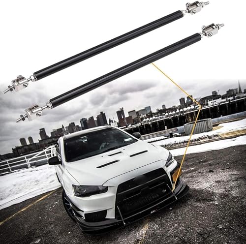 Image of Black Big Front Splitter Support Rods Adjustable Strut Rods Tie Bars for Cars Vehicles, 8''-11'' Automotive Replacement Bumper Lip 2PC Splitter Bars Universal Fit