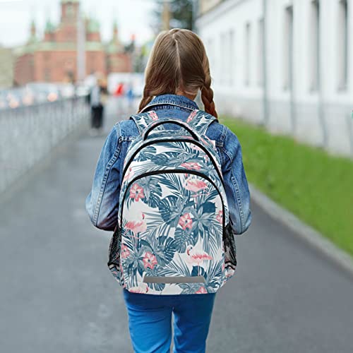 Sacs cartable à dos imprimé feuillage et flamant pour garçons et filles - 6