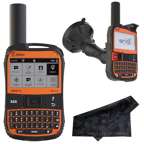 SPOT-X-2-Way-Satellite-Messenger-and-RAM-Suction-Mount-Bundle-Portable-Bluetooth-GPS-Communicator-for-Hiking-Camping-Backpacking-Outdoors-with-Signature-Series-Cloth-Subscription-Applicable