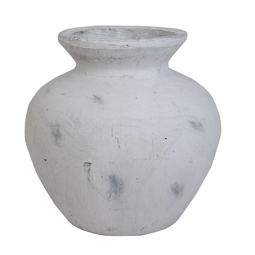 Britalia Mixed Br19502 White Stone Effect Vintage Ceramic Vase And Plant Pot - 30Cm Height