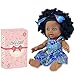 Nice2you Black Baby Doll for Girl, 10 inch African American Black Doll with Dress, Reborn Realistic Baby Doll for Kids Aged 1 2 3 4 5, Small Silicone Black Doll Toy with Curly Hair for Birthday Gift