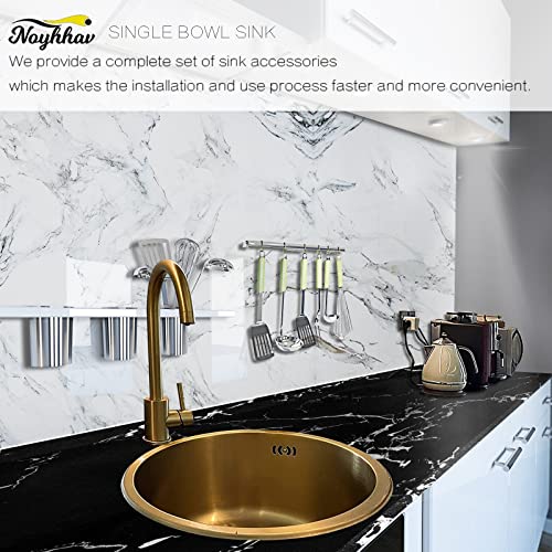 Schwarzes Runde Küchenrenovierungsbecken Rundes Einzelwaschbecken Kleines Rundes Waschbecken Für Badezimmer Gemüse Und Geschirrspülbecken Waschen 1 Becken (Gold, 30CM)