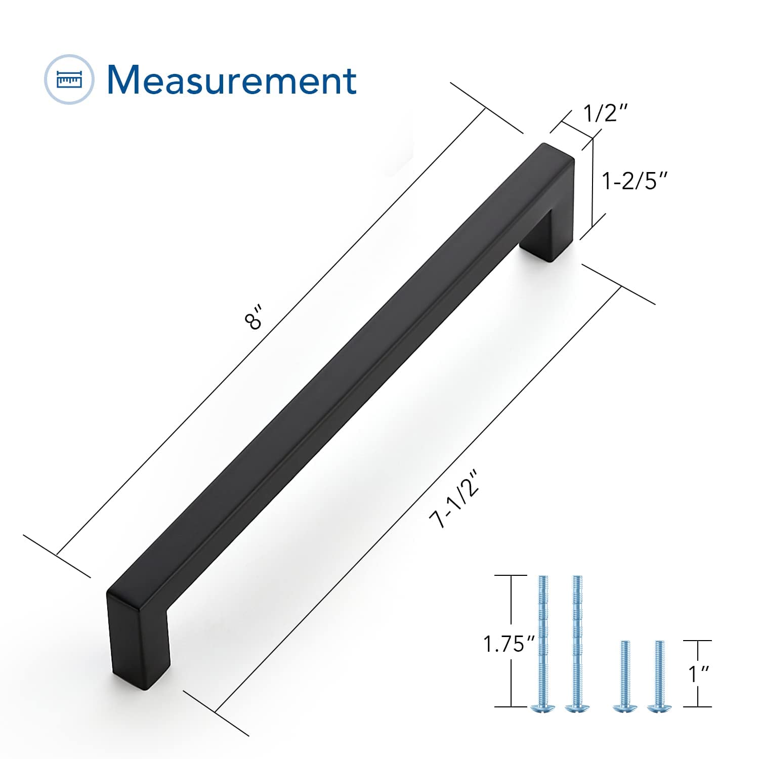 Ravinte 10 Pack Square Cabinet Pulls 7-1/2 Inch Black Kitchen Cabinet Handles Matte Black Kitchen Hardware for Cabinet Black Drawer Pulls Black Drawer Handles Come with Screwdriver