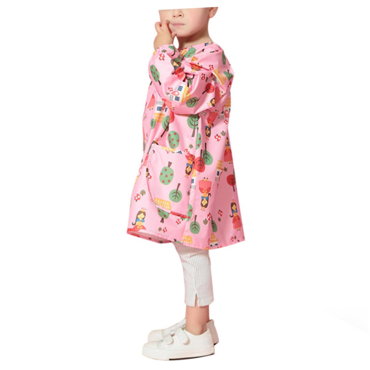 Tablier de Peinture en Polyester pour Garçon et Filles Imperméable Blouse D'artiste Rose Manches Longues, Protection les Taches pour Activités Artistiques et Bricolage