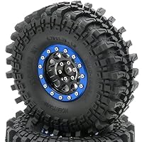 HOBBYSOUL 1,9 Mud Crawler Reifen, 1,9 XL-Reifen, 121 mm, montiert auf Aluminium, 1,9 Beadlock-Räder, schwarz, blau, 12 mm Sechskantfelgen – Ansicht 6