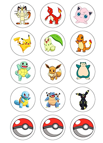 15 Muffin & Cupcake Aufleger 5 cm vorgestanzt Fondant Pokemon N3 Cover
