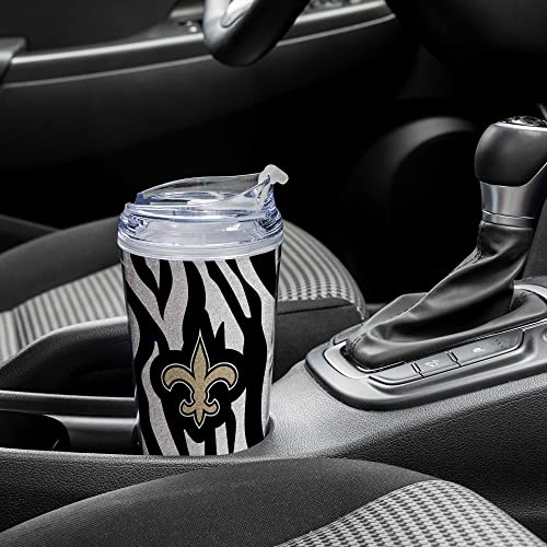 Image of Rico Industries NFL Football Glitter 24oz Acrylic Glitter Tumbler with Hinged Lid, Officially Licensed Double Wall Tumbler with Straw