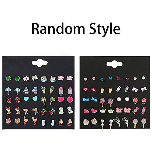 NEWITIN 40 Pairs Colorful Cute Earrings for Girls Sensitive Ears Hypoallergenic Girl Stud Earrings Set Stainless Steel Cartoon Stud for Girls and Women4