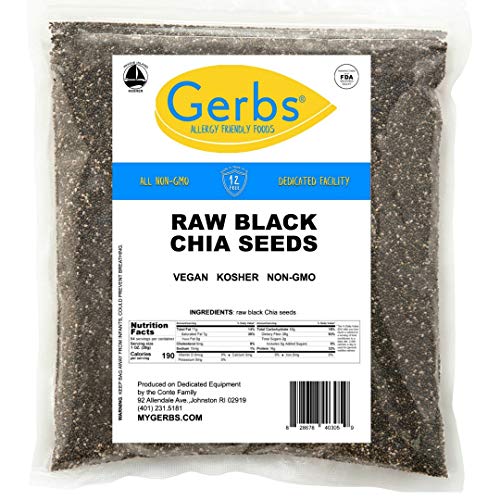 GERBS Raw Black Chia Seeds, 64 ounce Bag, Top 14 Food Allergy Free, Non GMO, Keto, Vegan