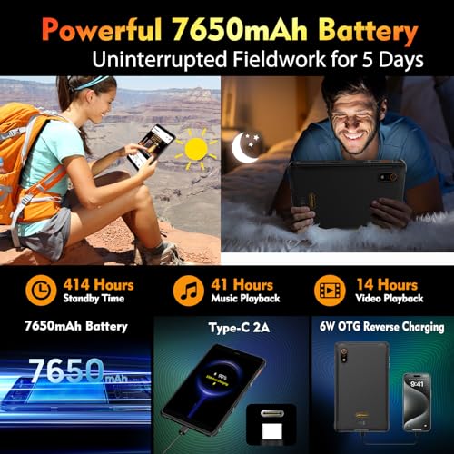 Image of Ulefone Armor Pad Pro Rugged Tablet, Octa Core 16GB + 128GB, 48MP + 32MP, 7650mAh, 8 Inch IP69K Waterproof Tablet, Android 13, Dual Speakers Dual 4G, uSmart Expansion Connector, BT5.2 /GPS /NFC