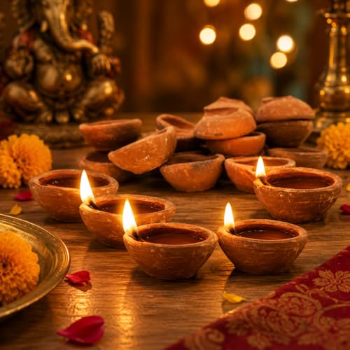 Best Brass Diyas: Brass vs Clay & Puja Essentials 74 Pure Source India Natural Clay Traditional Diwali Ke Diye | Earth...
