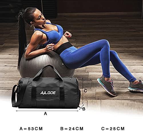 AILGOE Gym Bag Sports Duffel Bag with Wet Pocket and Shoe Compartment for Men Women Travel Holdalls for for Gym, Sports,Travel,Swimming