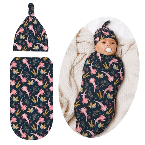 Image of Jarverce Swaddle Blanket for Baby, Soft Sleeping Bag, Swaddling Sack for Newborn Unisex Baby Stuff, Axolotl