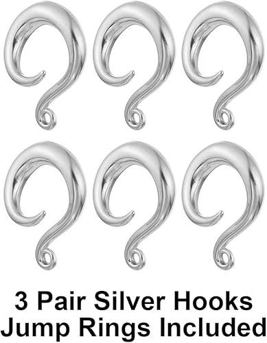 Miniatura 2 de LADEMAYH 3 pares de ganchos cónicos de oreja para bricolaje, calibre colgante, hipoalergénico de acero inoxidable, accesorios de joyería corporal