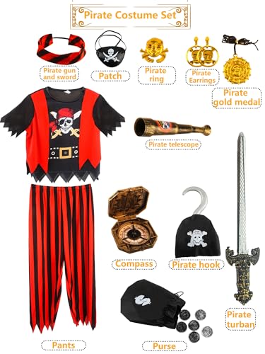Disfraz de Pirata Infantil Capitán para Niños y Niñas miniatura 2
