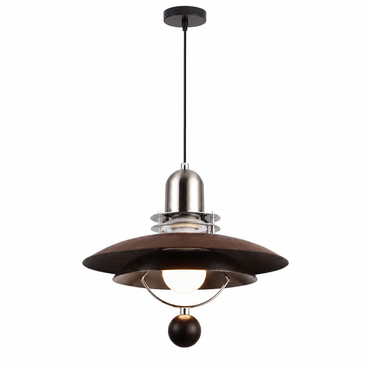 ESIYUVO Vintage Industrial Pendant Light, 11.81 Inch Hanging Lamp with Protective Cage and Adjustable 59.06 Inch Cord, Retro Lighting for Kitchen Island, Dining Room, Bedroom, Hallway and Entryway