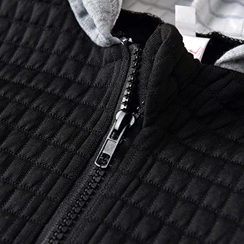 Fall Jacket for Toddler Toddler Boys Long Sleeve Winter Fleece Zippered Coat Jacket Warm Outwear (Black, 2-3 Years)4