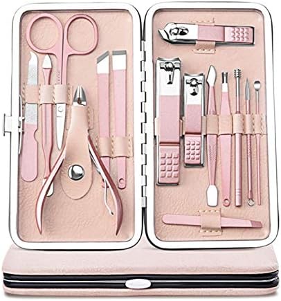 COEPMG Rose Gold Professional Manicure Set Stainless Steel Pedicure Set,Nose Hair Scissors,Eyebrow Razor Family Foot Hand Care Set (Color : Blue)