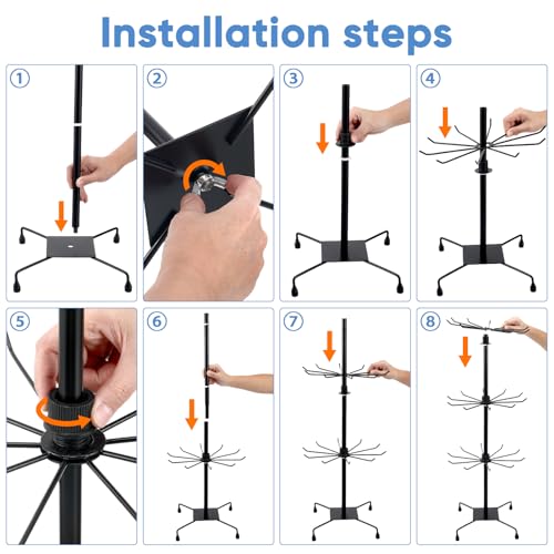 Doitool XB491713VF16A12IMF Standing Hat Rack 3- Tier Hat Display Rack Stand Metal Retail Display Stand Cap Organizer Standing Hat Hooks Rotating Display Rack Stand Rotating Jewelry Stands thumb #3