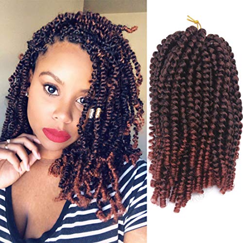 Spring Twist Hair 3 Packs 8Inch Spring Twist Crochet Hair Bomb Twist Crochet Hair Synthetic Braiding Hair Extensions Short Passion Twist Hair(T350)