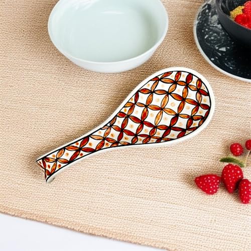Image of Malaikah Ceramic Spoon Rest Print Pack of 1 for Home, Kitchen, Dining, Kitchen Decor & Gifting