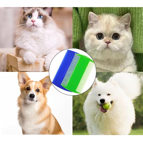 Läusekamm, 4 Stück Flohkamm, Plastik Doppelseitig Nissenkamm, Haustierkamm, Feinzahniger Kopflauskamm, Katzen und Hundepflegekamm, zum Entfernen von Floh und Läusen