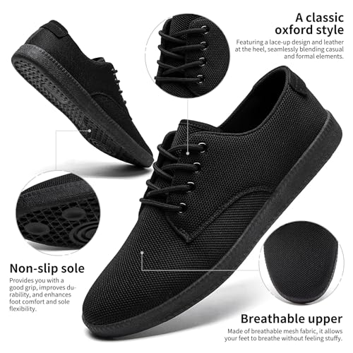 Mens Casual Dress Shoes - for Men Slip On Shoes for Men Black Business Casual Sneakers for Men Loafers Breathable Mesh Gym Workout Tennis Shoes Running Shoes Walking Shoes3