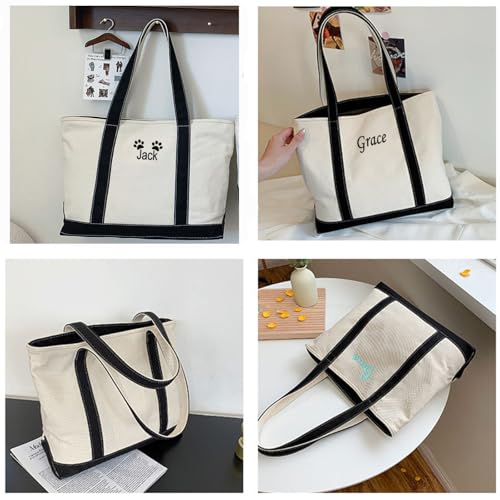 Bolso Tote de Lona Personalizado con Bordado de Cara de Perro miniatura 6