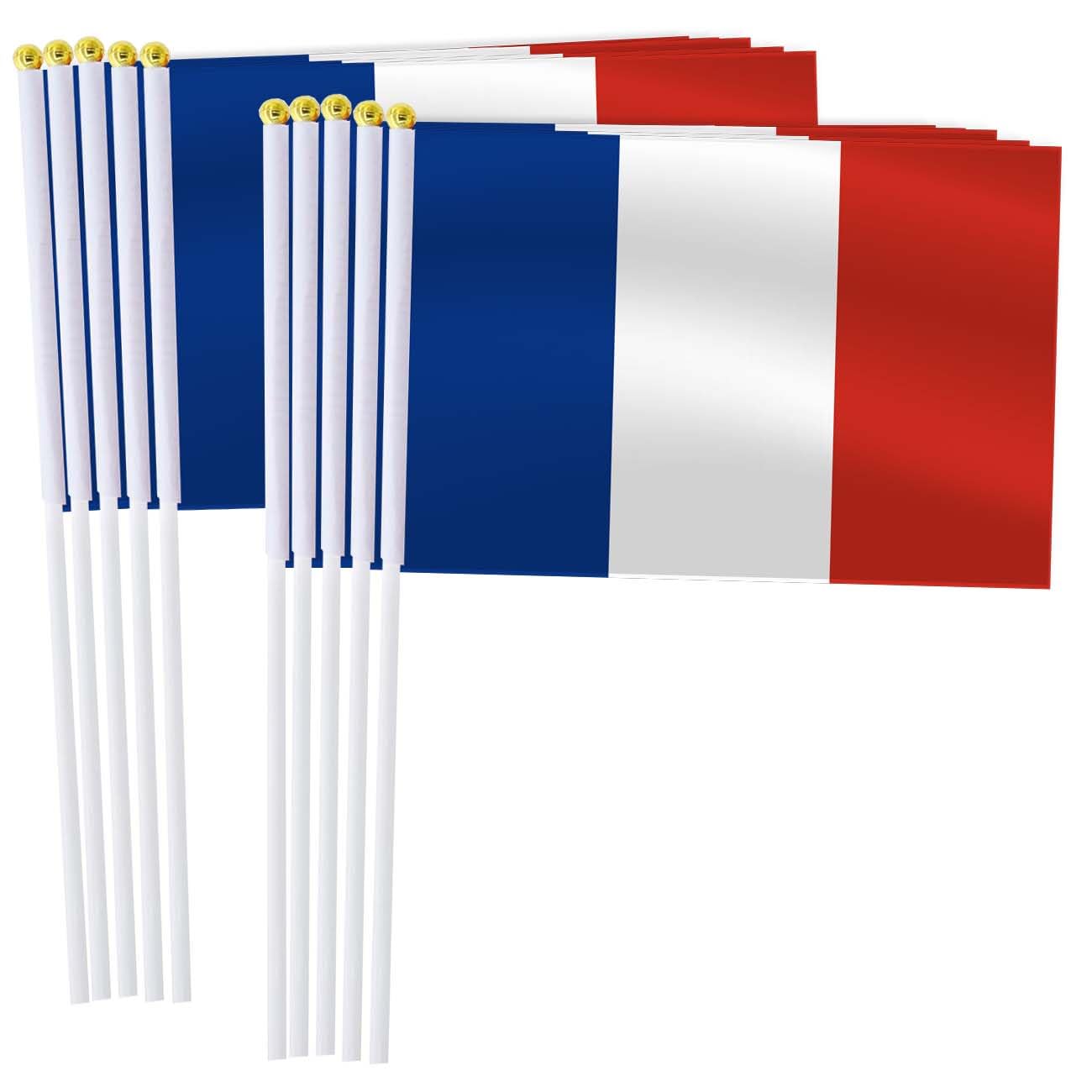 25 Pack France Handheld Small Flag,Mini French Hand Held Miniature Stick Decor โ image 1
