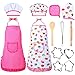 Kids Cooking and Baking Set Apron Dress up Chef Costume Kids Aprons for Girls Toddler Chef Hat for Little Girls 2 to 6 Year Old