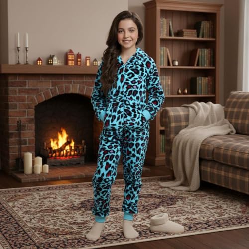 Pijama de leopardo para niñas de 5 a 13 años ideal para días de descanso en casa 3