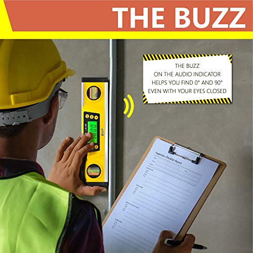 Digital Magnetic Level Tool - 10 Inch Torpedo Level and Protractor - Master Precision - IP54 Dustproof and Waterproof - Includes: 2 AAA Batteries and Carrying Case