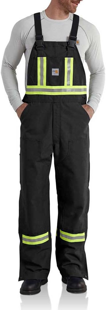 Carhartt Men's 101703 Flame-Resistant Striped Duck Bib Overall - Unlined