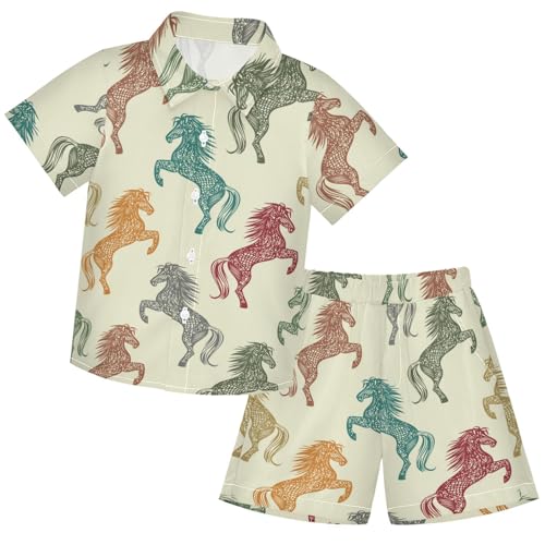 Image of visesunny Little Boys Short Sleeve T-Shirt Beach Shirts Casual Shorts Set Summer Clothes for Kids Outfits