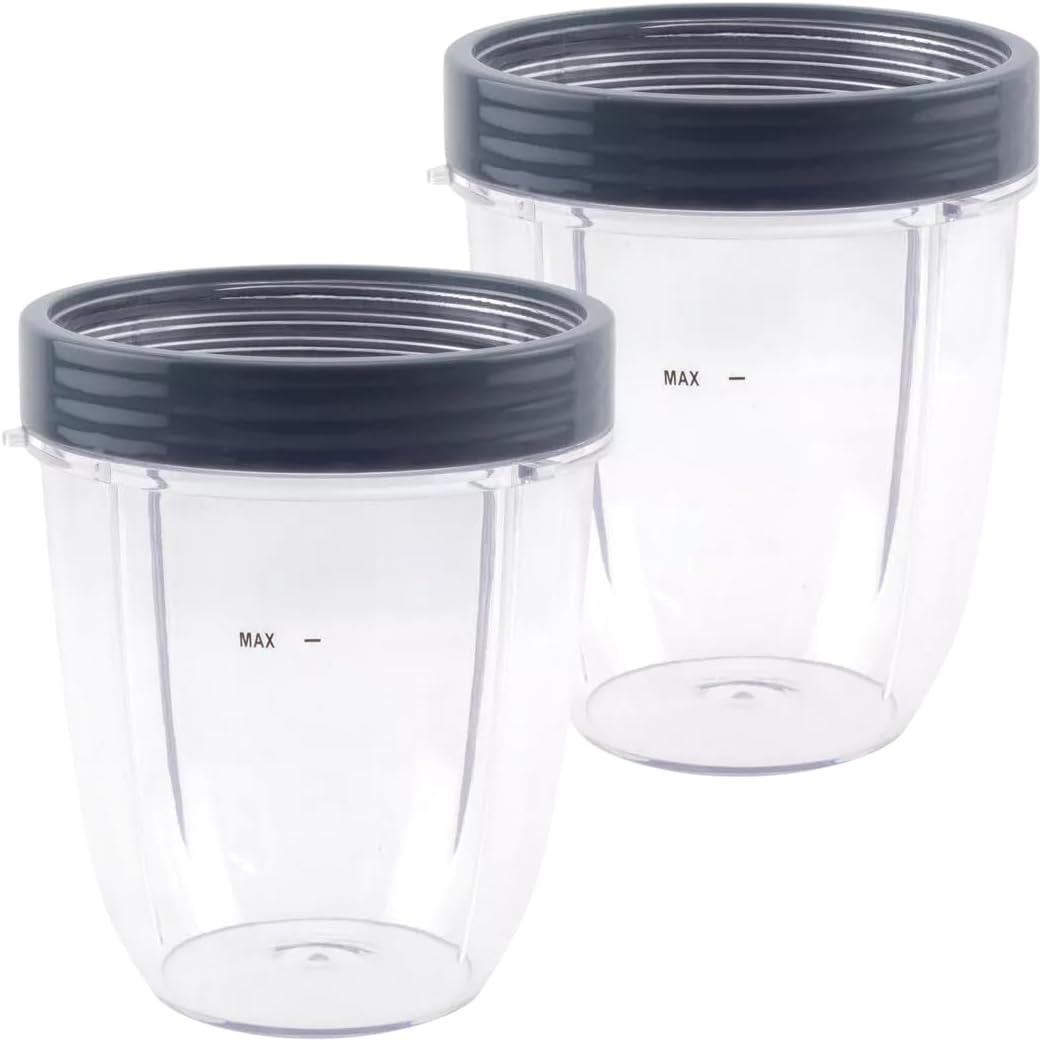 2 Pack 18 oz Short Cup Includes Lip Ring Fits For NutriBullet NB-101B NB-101S NB-201
