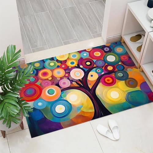 Tapis Entrée Abstrait Antidérapant Lavable en Machine 50x80cm - 2
