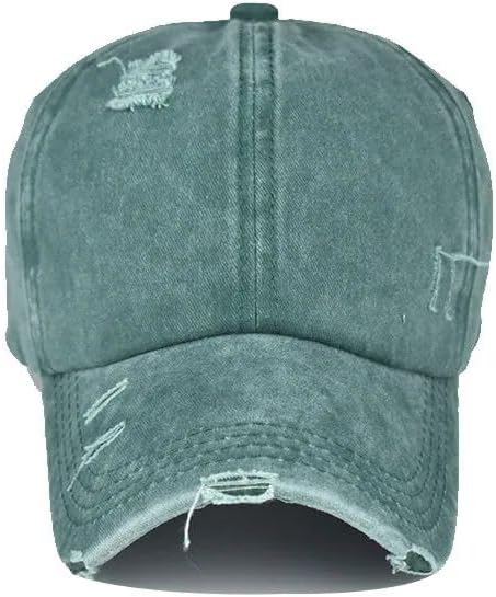 2 Packs Womens Ponytail Criss Cross Hat Baseball Cap Distressed Ponytail Hat High Messy Bun Trucker Ponycap - Image 6