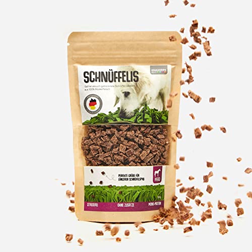 KNAUDER'S Best - Hundeleckerli Schnüffelis - 1x 100g Pferd Snacks - Hunde Leckerlis aus 100% Muskelfleisch - Hundeleckerli getreidefrei & ohne chemische Zusatzstoffe - Leckereien für Hunde