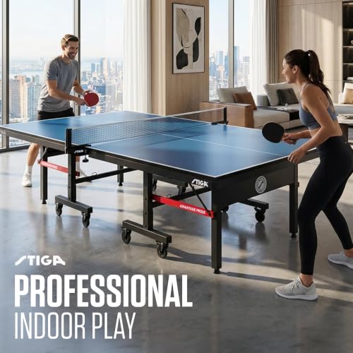Image of STIGA Advantage Series Indoor Ping Pong Table, Foldable Table Tennis Table - 13, 15, 18, and 25mm Tabletops - Quickplay 10 Minute Assembly - Playback Mode - Recreational- to Tournament-Level
