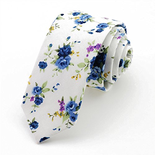Image of Mantieqingway Floral Ties for Men Skinny Cotton Tie Flower Necktie